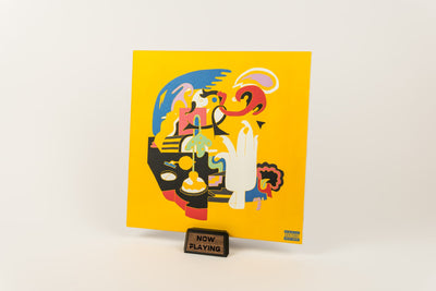 Vinyl Record Display Stand - Wooden Inlay
